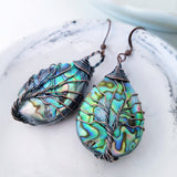 Tree of Life Collection - Abalone Shell Tree of Life Earrings (Copper)
