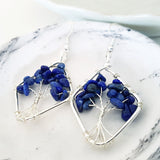 Tree of Life Collection - Lapis Tree of Life Earrings (Silver)