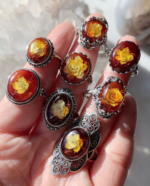 Rose Amber Ring B04