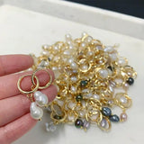 Glamorous Pearls Collection Earrings - Freshwater Pearl Nuggets Trilogy Gold Ring Earrings