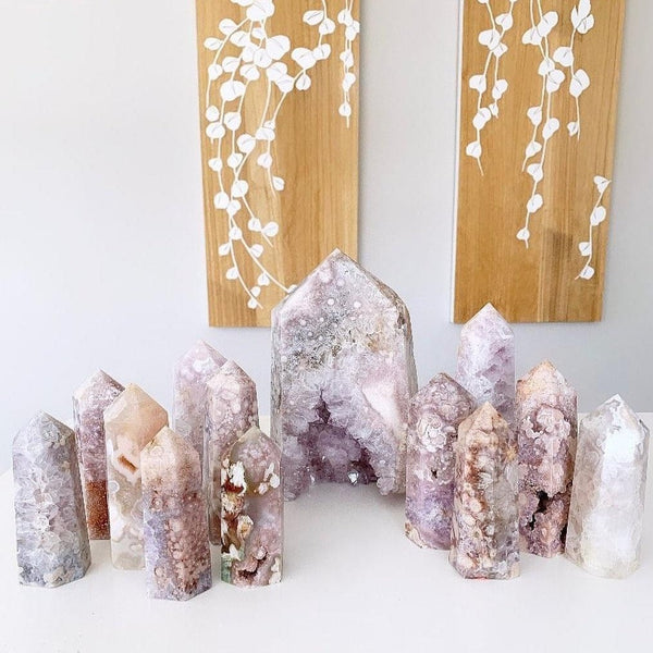 Crystal Towers - A Pink Amethyst Cherry Blossom Agate Tower