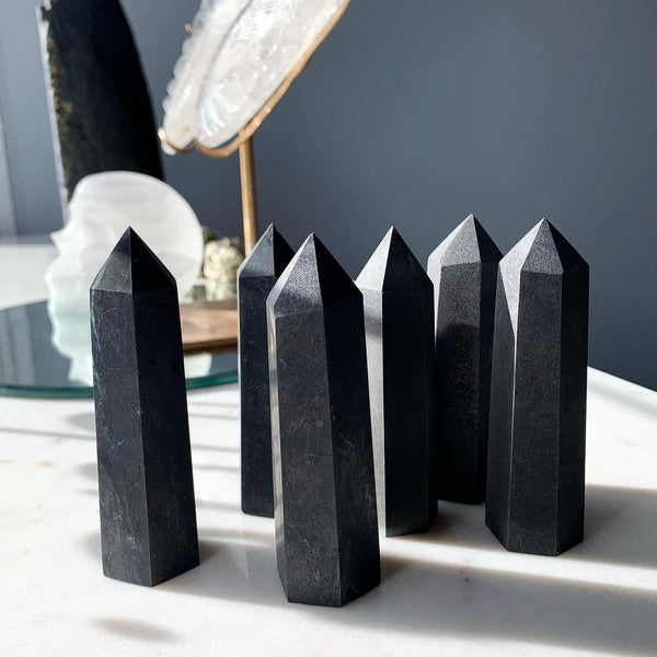 Crystal Towers - A Black Shungite Tower