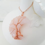 Tree of Life Collection - Rose Quartz Crescent Moon Tree of Life Necklace