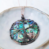 Tree of Life Collection - Round Abalone Shell Tree of Life Necklace