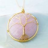 Tree of Life Collection - Rose Quartz Tree of Life Round Necklace