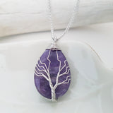 Tree of Life Collection - Amethyst Tree of Life Necklace (Silver)