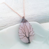 Tree of Life Collection - Rose Quartz Tree of Life Necklace (Copper)
