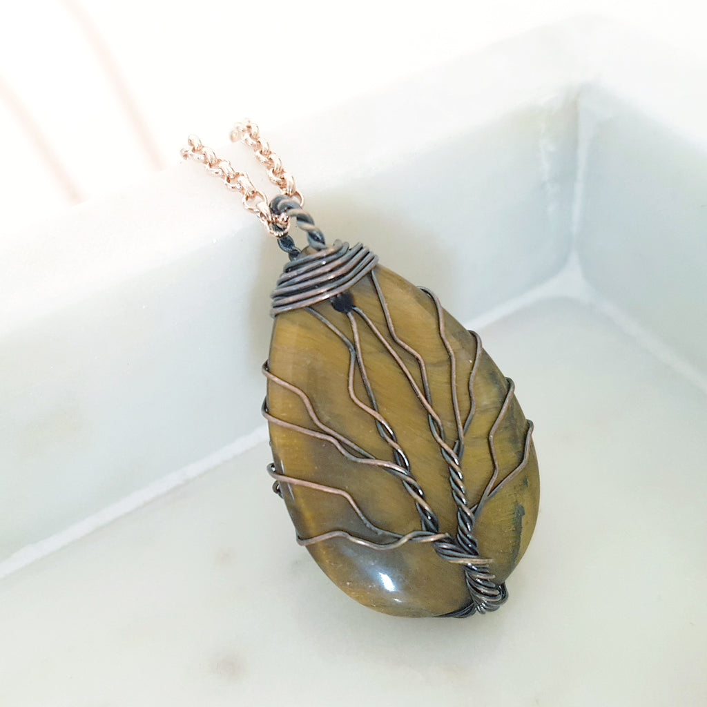 Tree of Life Collection - Tiger Eye Tree of Life Necklace (Copper)