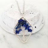 Tree of Life Collection - Lapis Tree of Life Necklace (Silver)