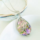 Tree of Life Collection - Teardrop Abalone Shell Tree of Life Necklace (Silver) Necklace