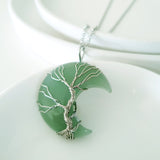 Tree of Life Collection - Green Aventurine Crescent Moon Tree of Life Necklace