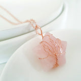 Tree of Life Collection - Rose Quartz Star Tree of Life Necklace