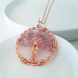Tree of Life Collection - Rose Quartz Round Tree of Life Necklace