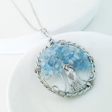 Tree of Life Collection - Aquamarine Round Tree of Life Necklace