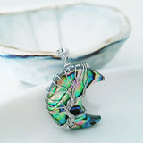 Tree of Life Collection - Crescent Moon Abalone Shell Tree of Life Necklace Silver (Small)