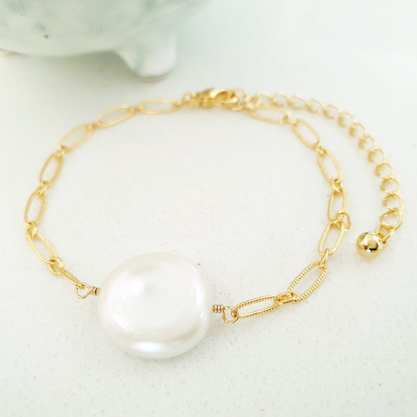 Glamorous Pearls Collection Necklace - Flat Pearl Chain Bracelet