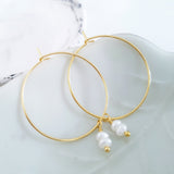 Glamorous Pearls Collection Earrings - Freshwater Pearls Gold Ring Earrings