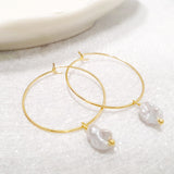 Glamorous Pearls Collection Earrings - Irregular Pearls Round Loop Earrings