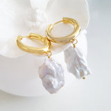 Glamorous Pearls Collection Earrings - Irregular Pearl Loop Earrings