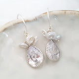Glamorous Pearls Collection Earrings - Trio Floral Pearl Zirconia Earrings