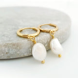 Glamorous Pearls Collection Earrings - Flat Round Freshwater Pearls Earrings