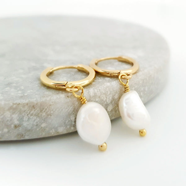 Glamorous Pearls Collection Earrings - Flat Round Freshwater Pearls Earrings