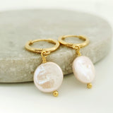 Glamorous Pearls Collection Earrings - Pink Round Freshwater Pearls Earrings