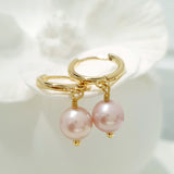 Glamorous Pearls Collection Earrings - Pink Spherical Freshwater Pearls Earrings