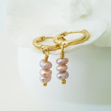 Glamorous Pearls Collection Earrings - Trilogy Pink Nuggets Freshwater Pearls Earrings