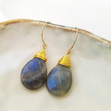 Teardrop Gems Collection - Faceted Teardrop Hand-wired Gemstone Earrings (Gold-filled)