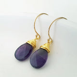 Teardrop Gems Collection - Faceted Teardrop Hand-wired Gemstone Earrings (Gold-filled)