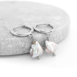 Glamorous Pearls Collection Earrings - Irregular Silver Freshwater Pearls Earrings