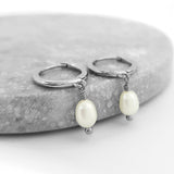 Glamorous Pearls Collection Earrings - White Oval Freshwater Pearls Earrings