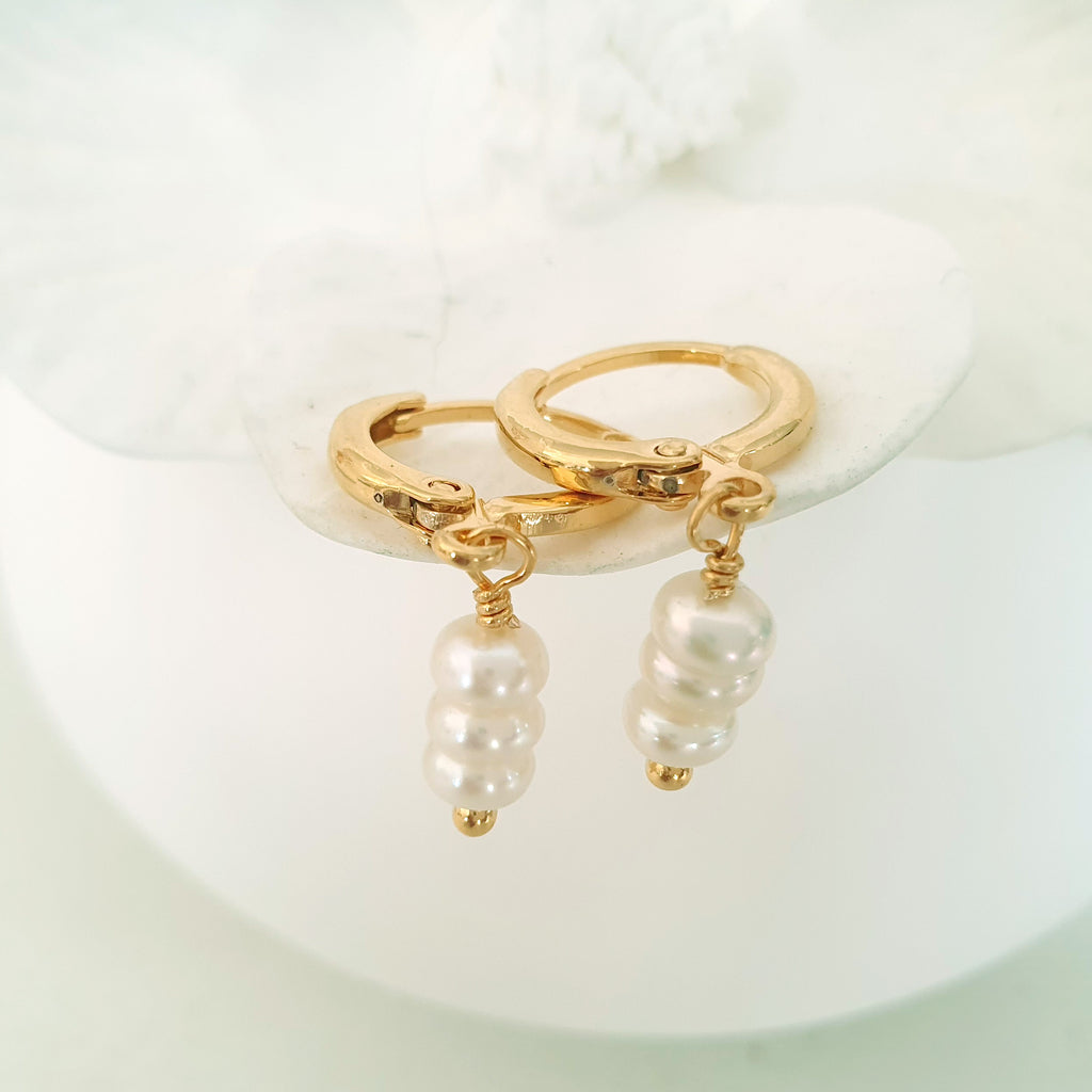 Glamorous Pearls Collection Earrings - Trilogy Nuggets Freshwater Pearls Earrings