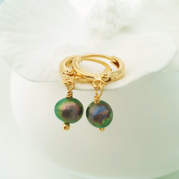 Glamorous Pearls Collection Earrings - Titanium Rainbow Freshwater Pearls Earrings