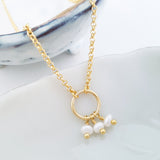 Glamorous Pearls Collection Necklace - Pearl Trilogy Ring Necklace