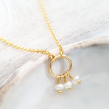 Glamorous Pearls Collection Necklace - Pearl Trilogy Ring Necklace