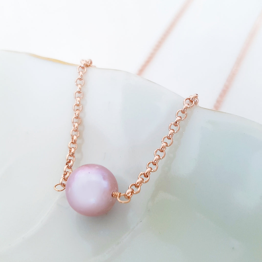 Glamorous Pearls Collection Necklace - Lavender Round Pearl Necklace