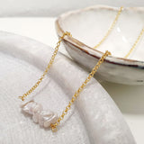 Glamorous Pearls Collection Necklace - Irregular Pearl Strand Horizontal Necklace