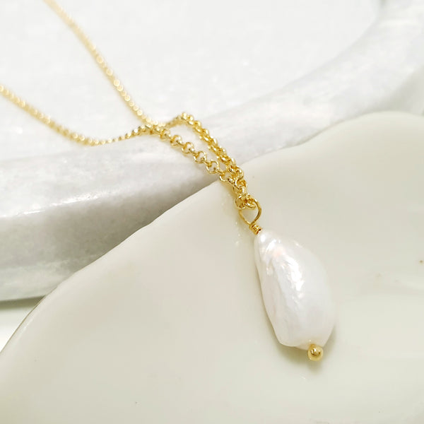 Glamorous Pearls Collection Necklace - Elongated Rainbow Pearl Necklace