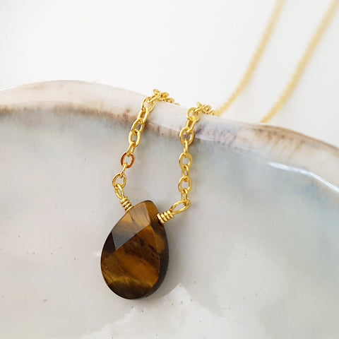 Teardrop Gems Collection - Faceted Teardrop Gemstone Necklace