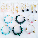 Adore Gemstone Earrings Collection - Black Agate Sea Jasper Hanging Earrings
