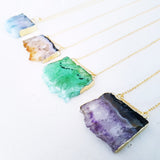 Adore Gemstone Collection - Amethyst Flower Slice Band Necklace