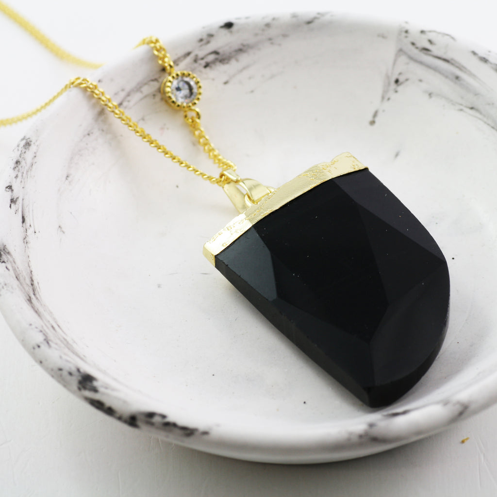 Adore Gemstone Collection - Black Obsidian Zirconia Necklace