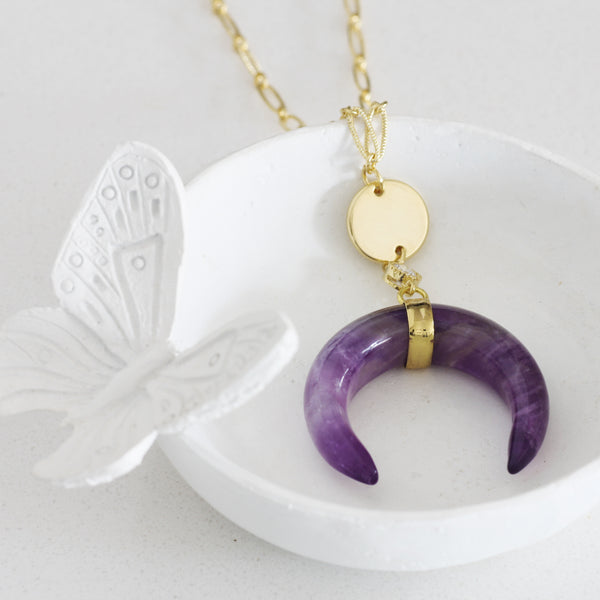 Adore Gemstone Collection - Amethyst Horn Necklace