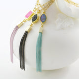 Adore Gemstone Collection - Pink Druzy Tassel Necklace
