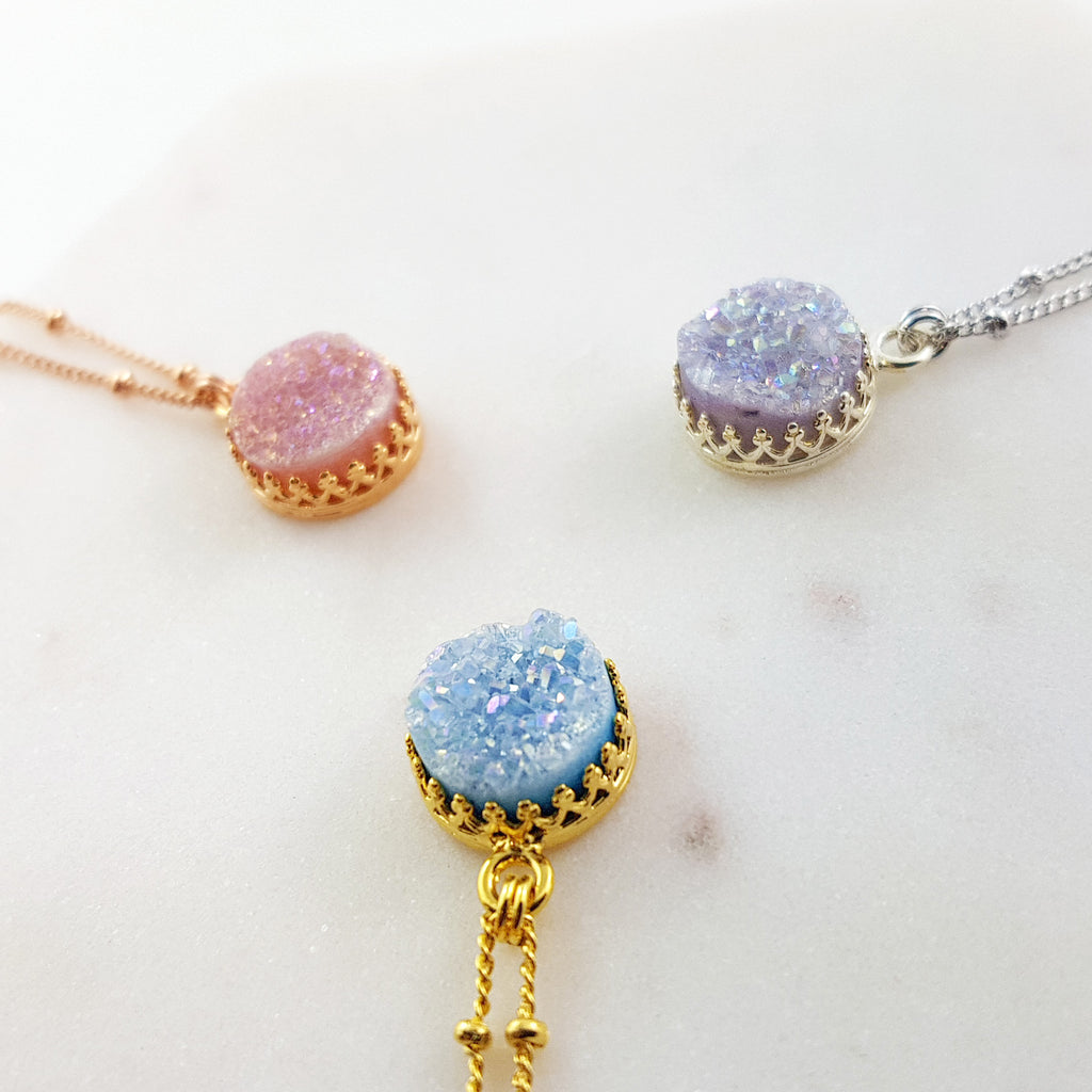 Adore Gemstone Collection - Druzy Round Necklace