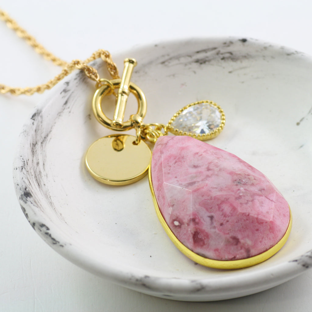Adore Gemstone Collection - Pink Rhodonite Necklace