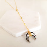 Adore Gemstone Collection - Petite Black Abalone Shell Horn Necklace