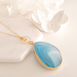 Adore Gemstone Collection - Agate Blue Waveline Necklace